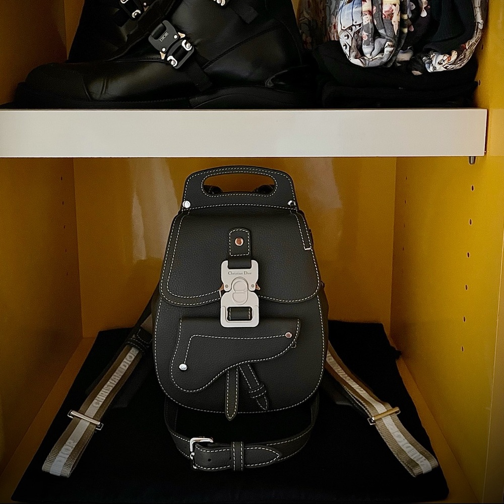 Christian Dior Homme Mini Saddle Backpack in Grey from Kim Jones SS18 collection
